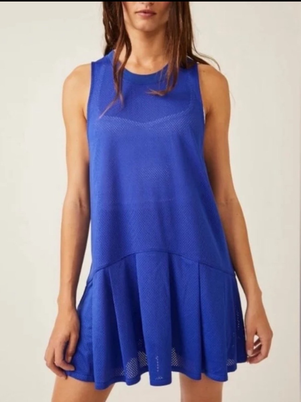 NWOT Free People Movement Courtside Pleated Sheer Mesh Dress